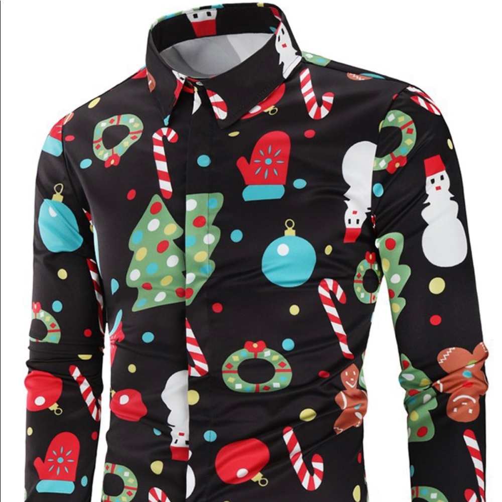 NEW Christmas Print button up shirt